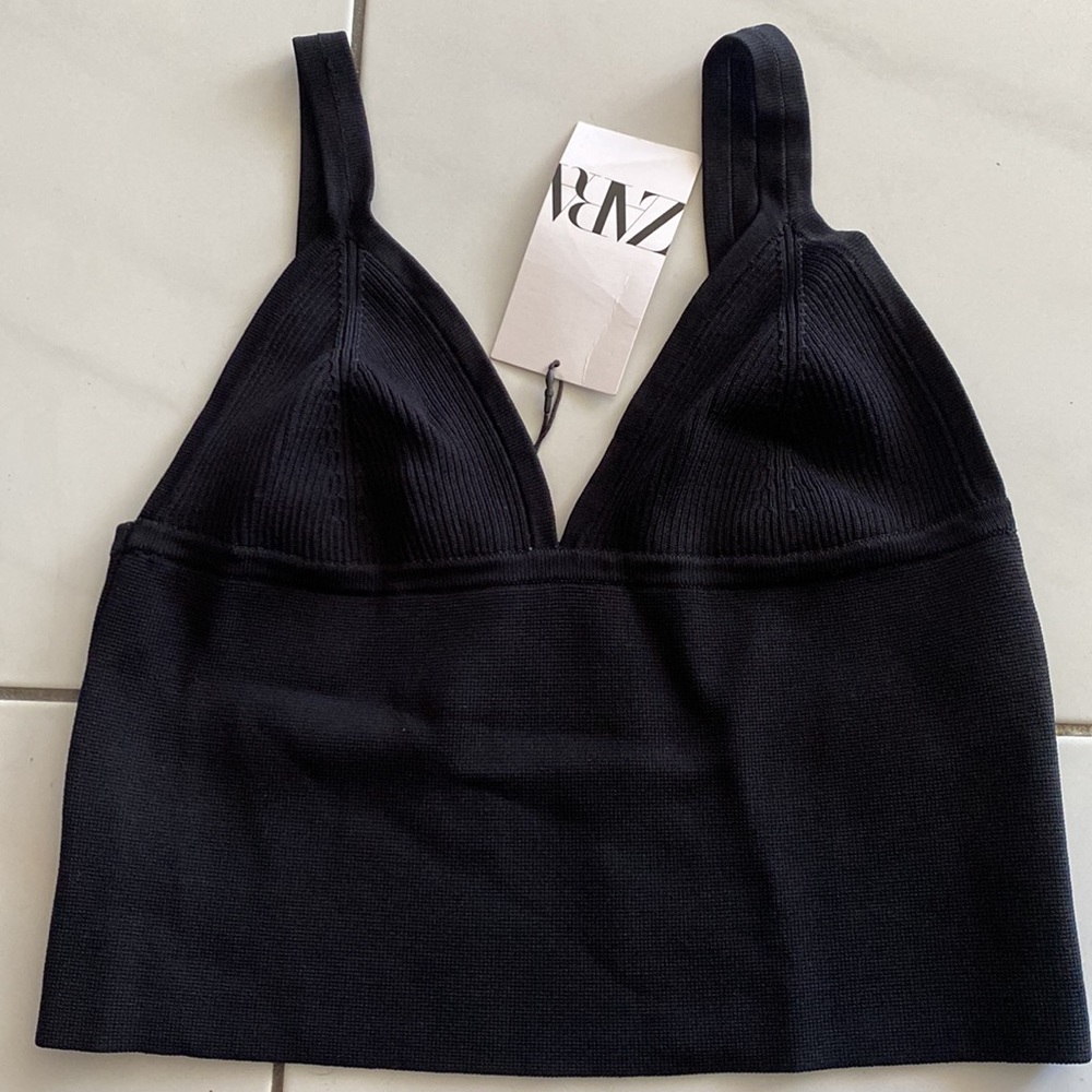 Zara Black Ribbed Bralette Tank Top